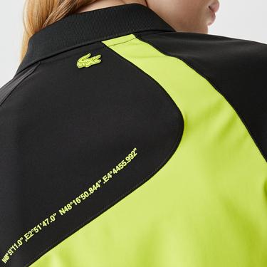  Lacoste Active Kadın Slim Fit Uzun Kollu Baskılı Siyah Polo