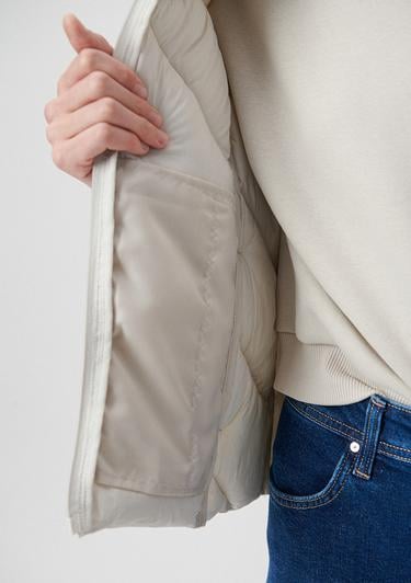  Mavi Dik Yaka Gri Şişme Mont 110698-27105