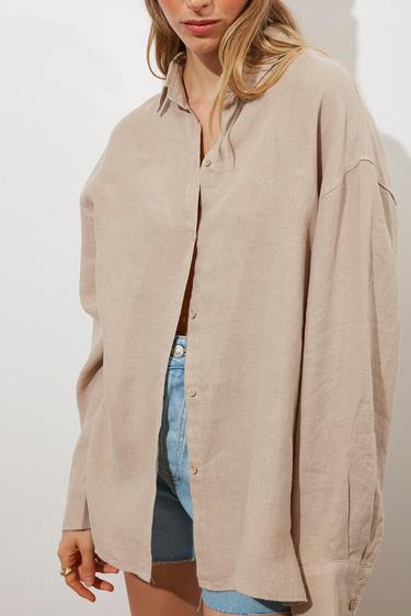  Oversize %100 Keten Gömlek