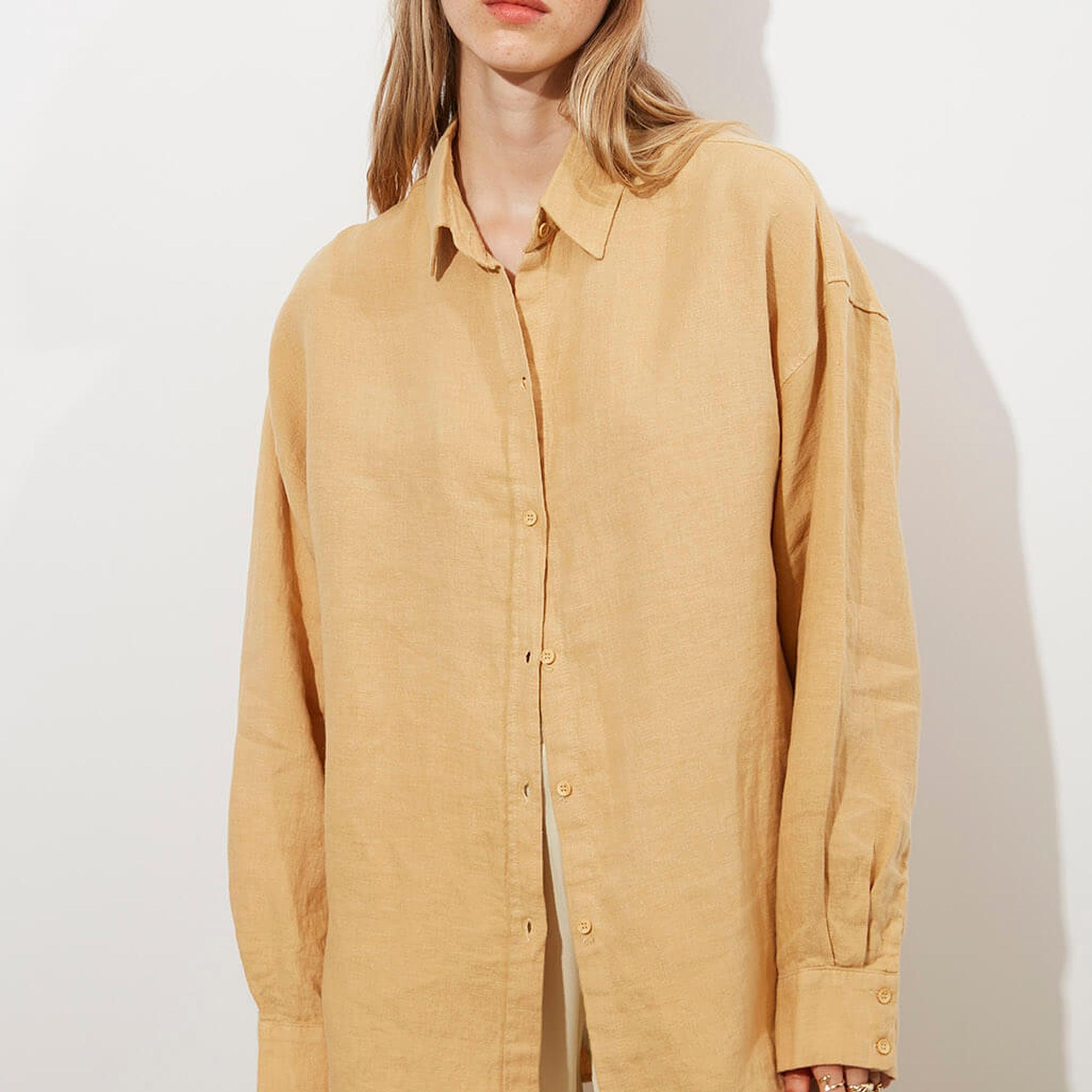 Oversize %100 Keten Gömlek