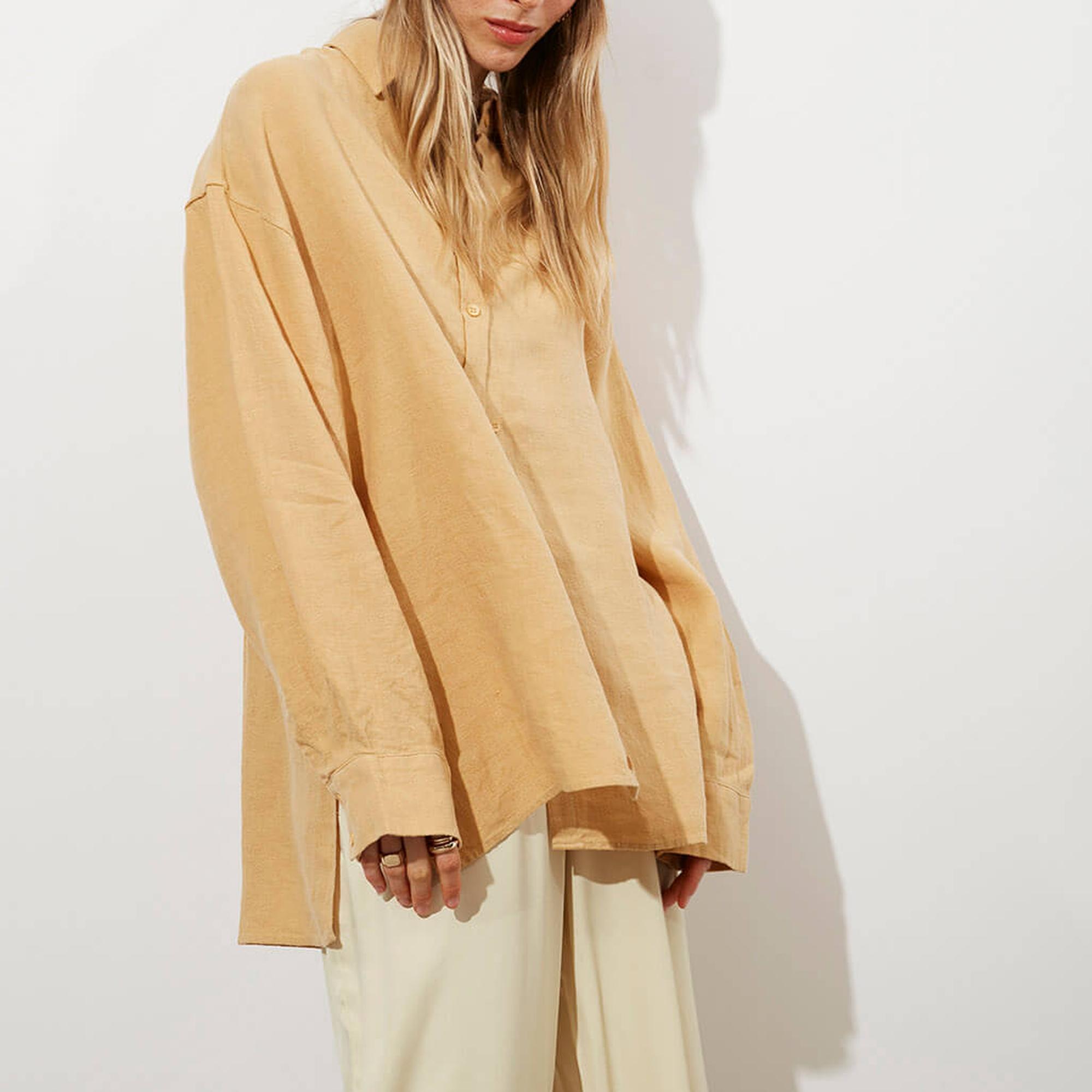 Oversize %100 Keten Gömlek