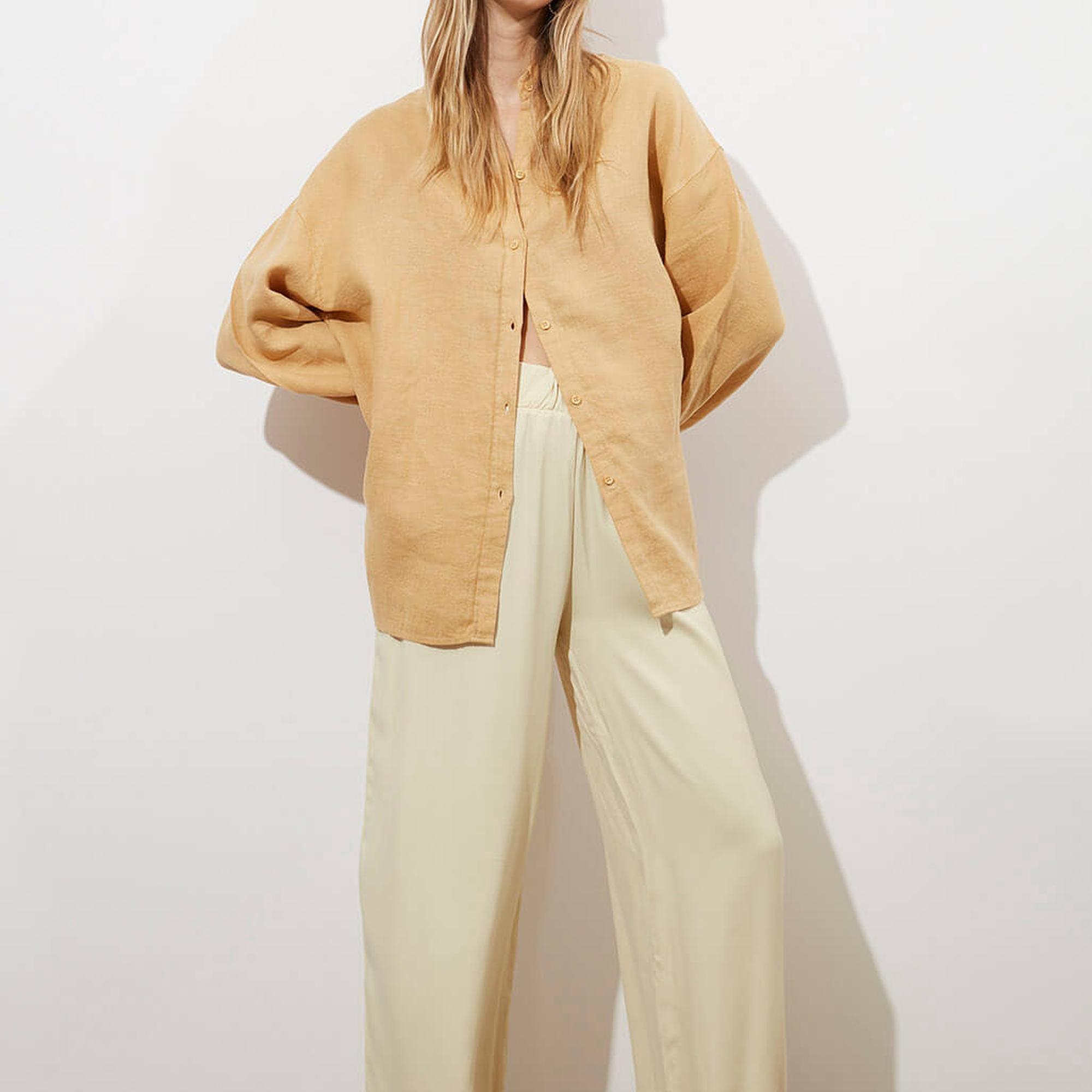 Oversize %100 Keten Gömlek