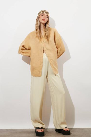  Oversize %100 Keten Gömlek