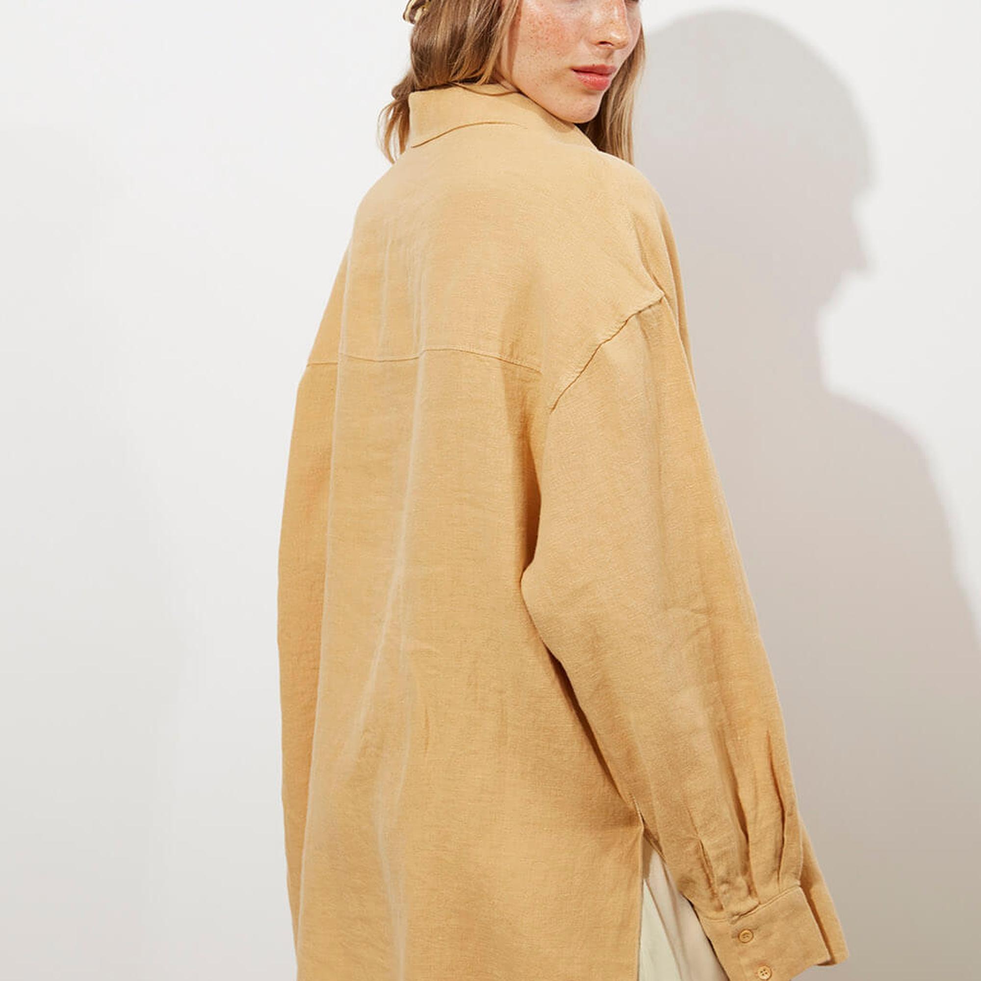 Oversize %100 Keten Gömlek