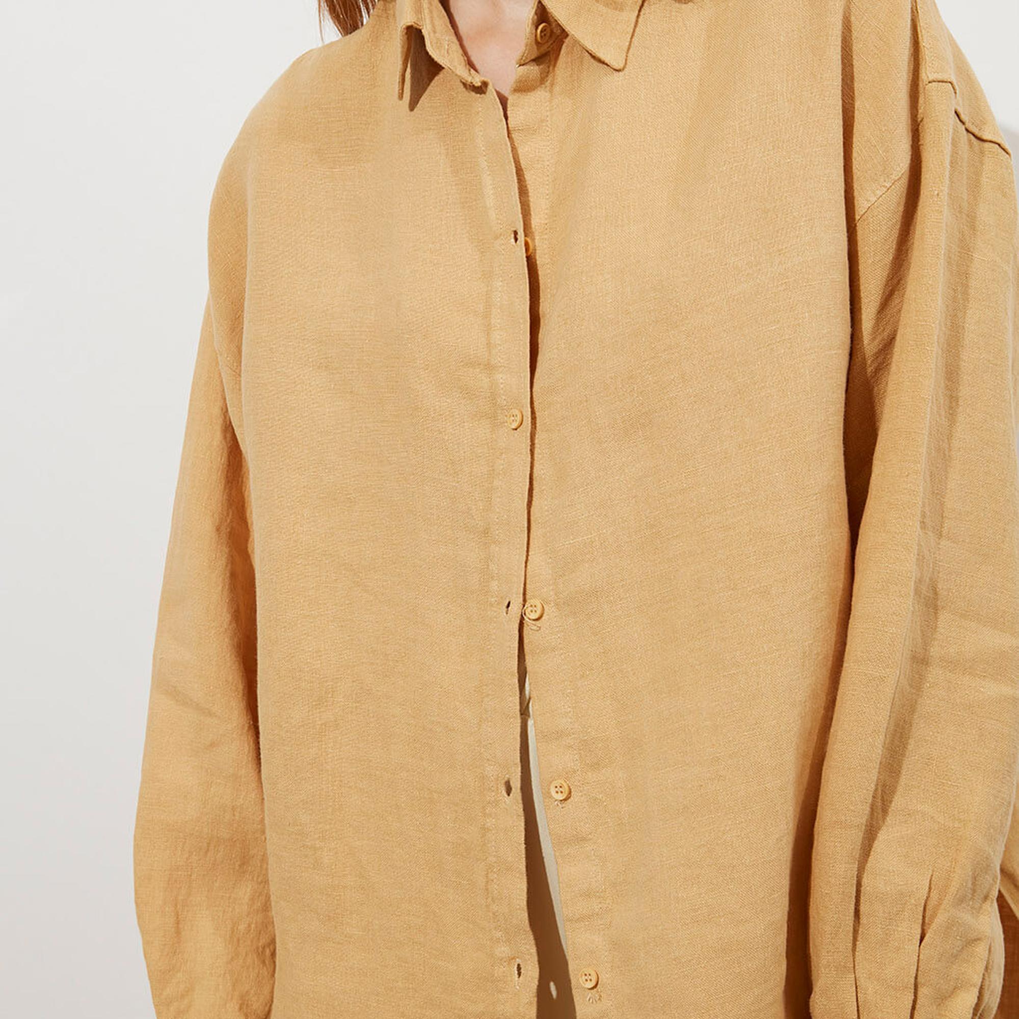 Oversize %100 Keten Gömlek