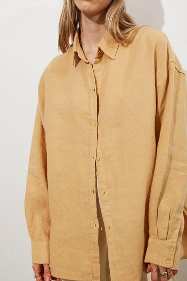 Oversize %100 Keten Gömlek