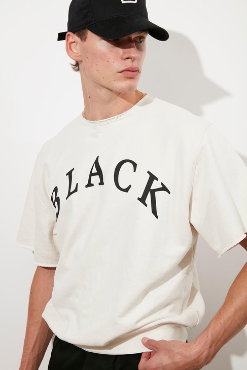  Baskılı Kısa Kollu Sweatshirt