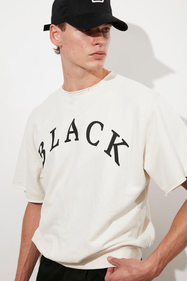  Baskılı Kısa Kollu Sweatshirt