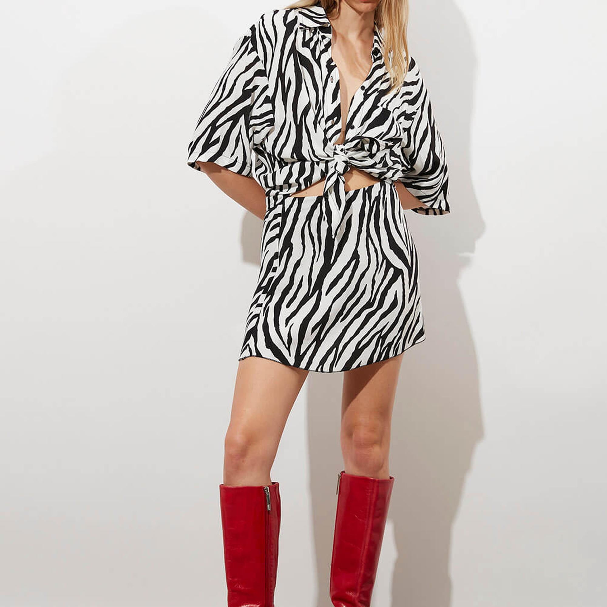 Baskılı Kısa Kollu Oversize Gömlek