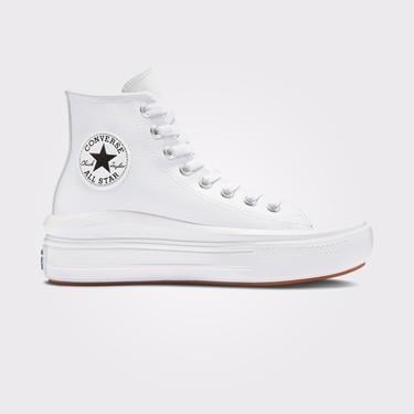  Converse Chuck Taylor All Star Move Platform Foundational Leather Kadın Beyaz Sneaker