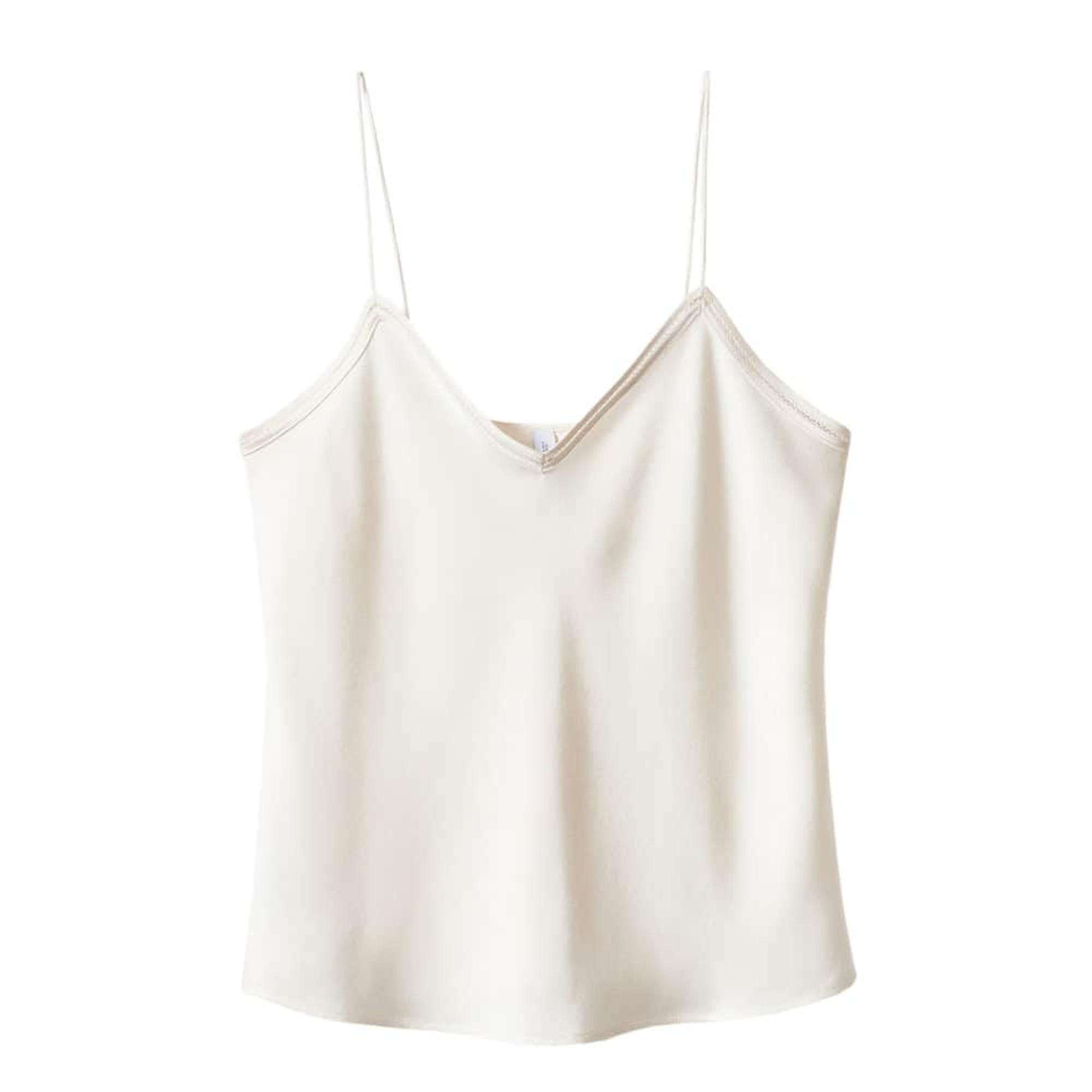 Mango Kadın Saten Dantel Bluz Ekru