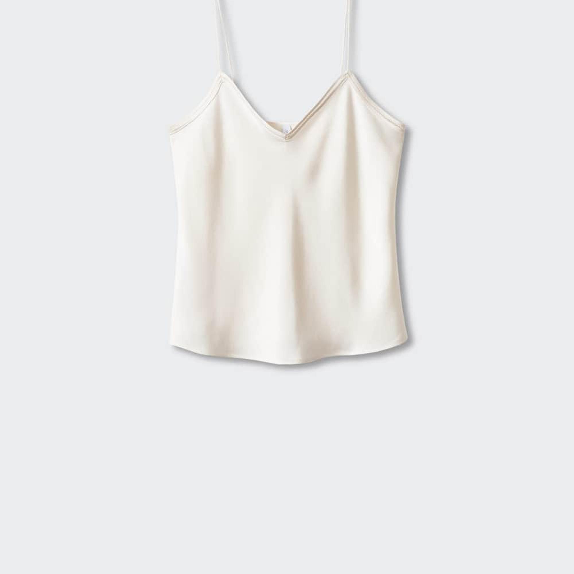 Mango Kadın Saten Dantel Bluz Ekru