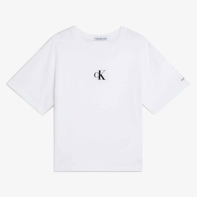  Calvin Klein Logo Boxy Beyaz Çocuk T-Shirt