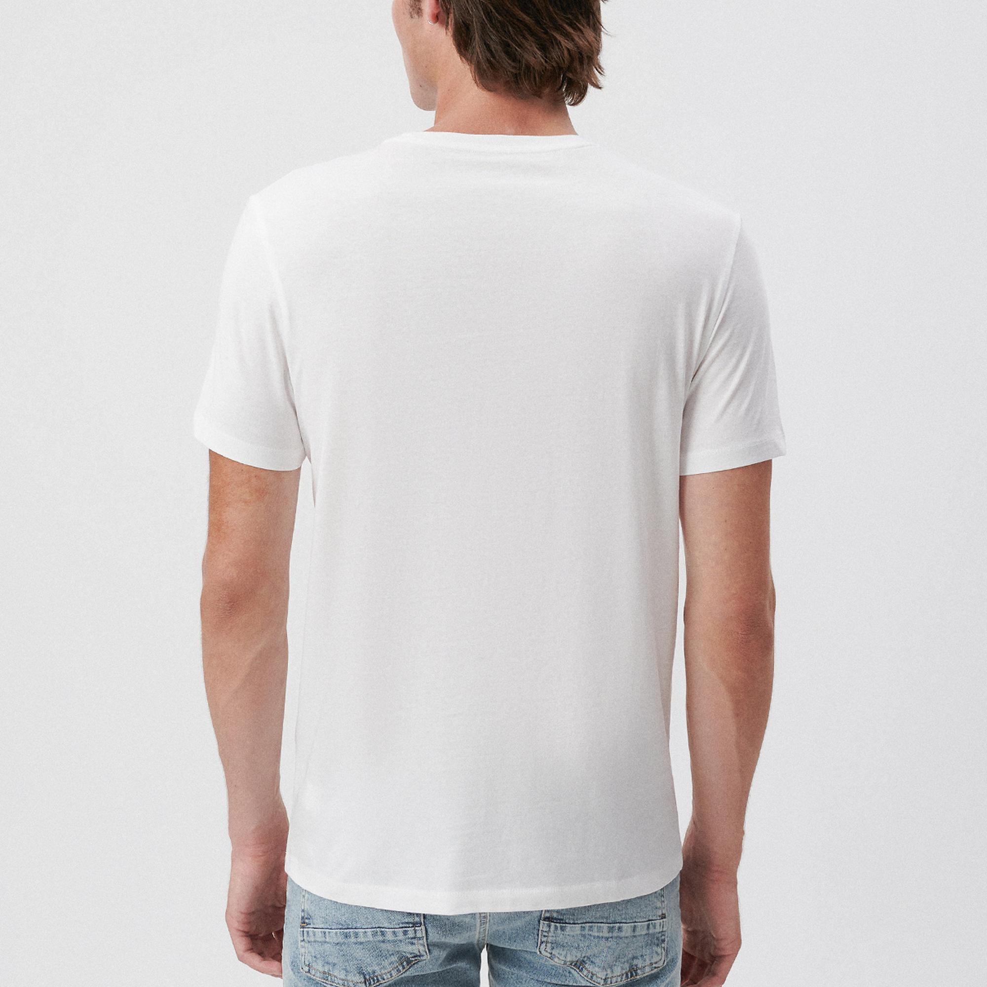 Mavi Beyaz Basic Tişört Slim Fit / Dar Kesim 065574-620