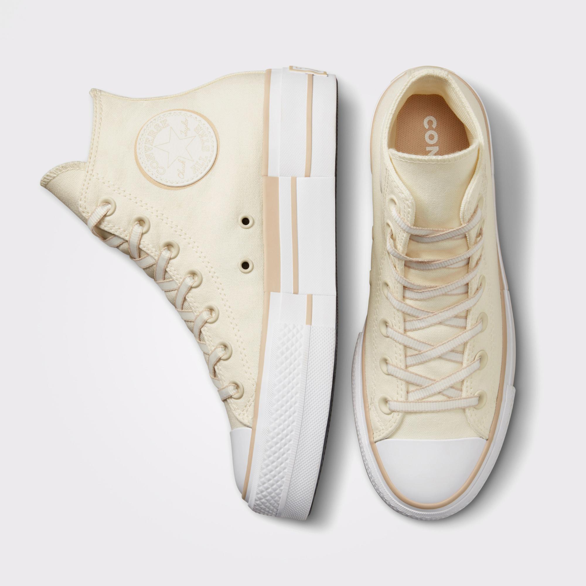 Converse Chuck Taylor All Star Lift Platform Outline Sketch Kadın Krem Spor Ayakkabı