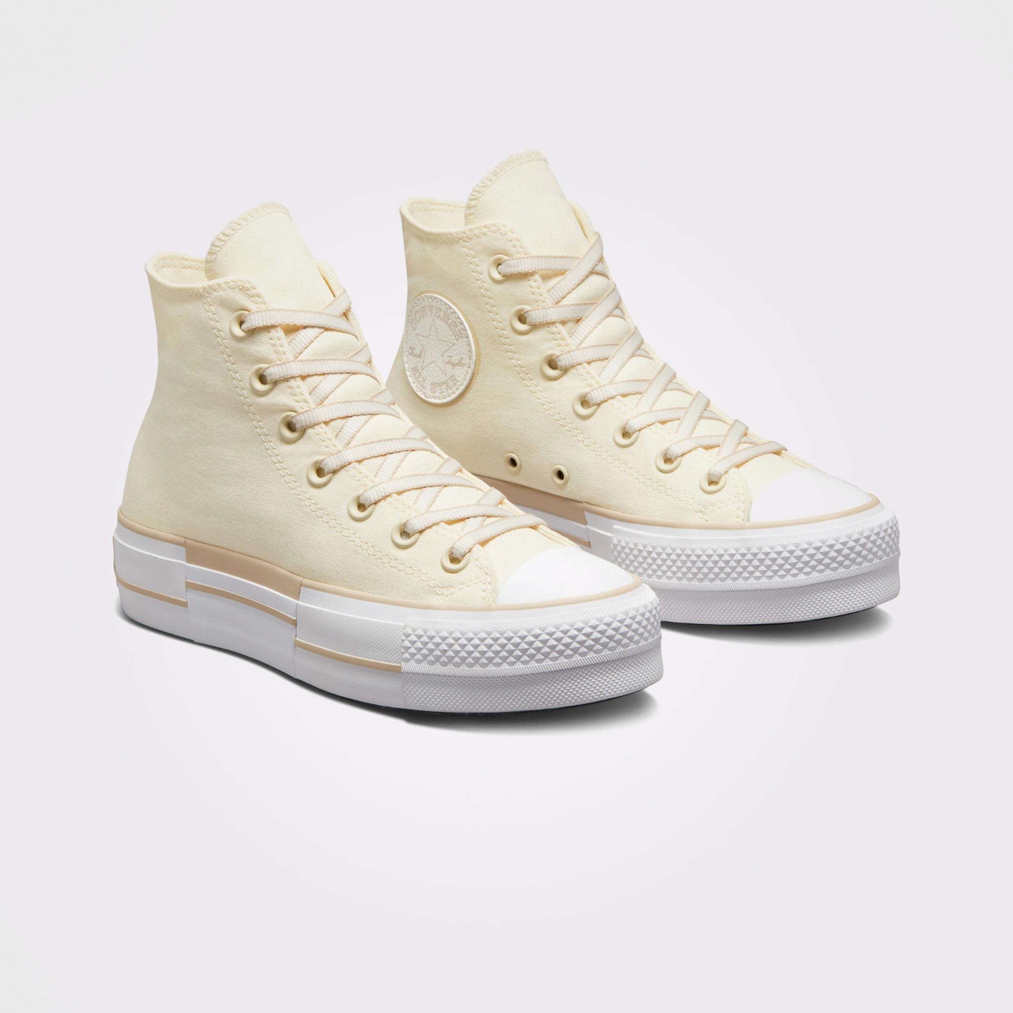 Converse Chuck Taylor All Star Lift Platform Outline Sketch Kadın Krem Spor Ayakkabı