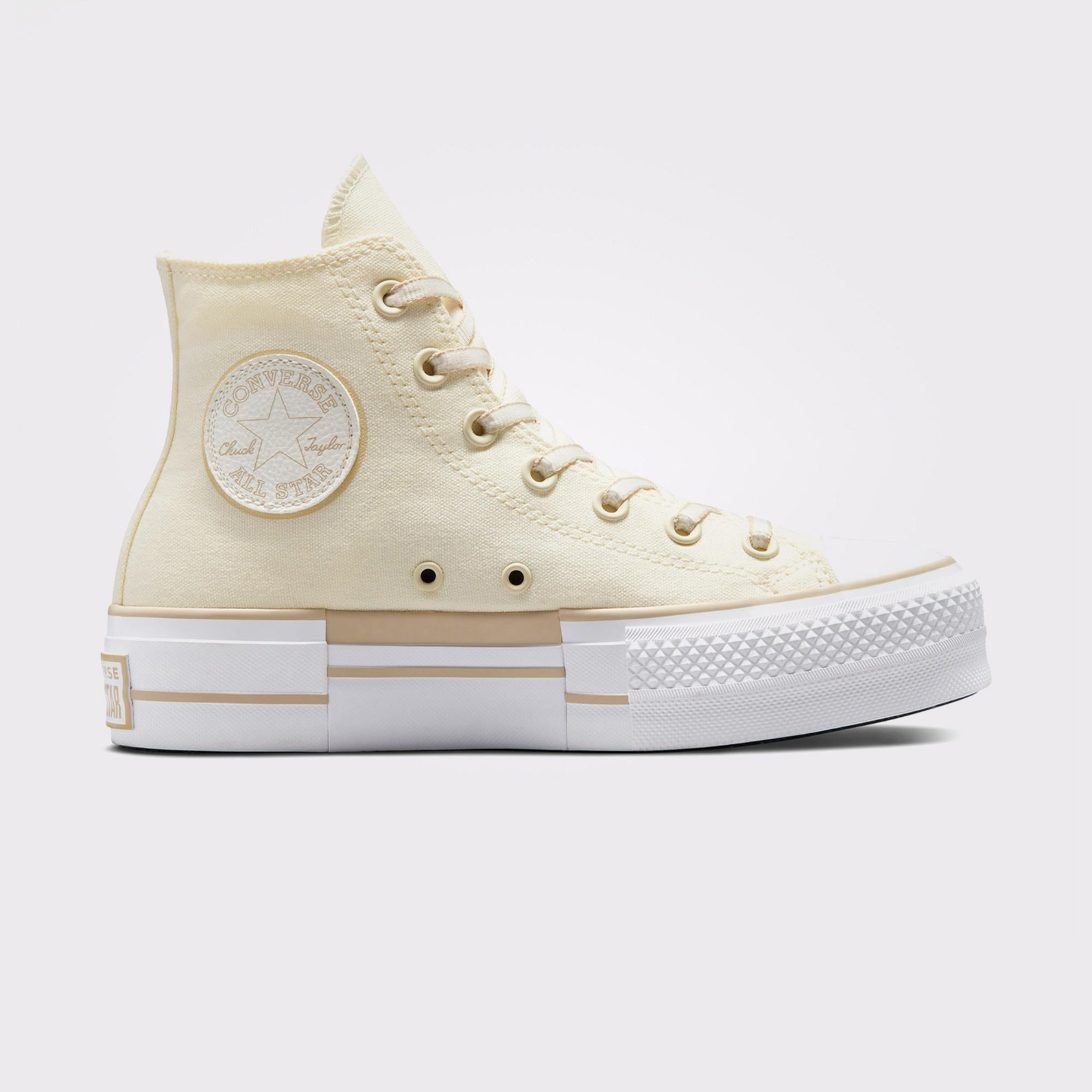 Converse Chuck Taylor All Star Lift Platform Outline Sketch Kadın Krem Spor Ayakkabı