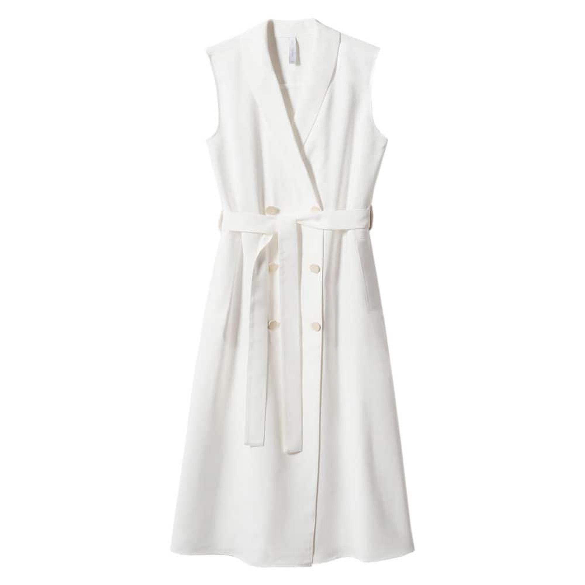 Mango Kadın Anvelop Kesimli Düğmeli Elbise Beyaz