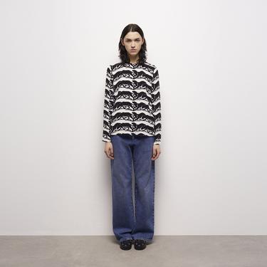  KADIN PANTER BASKILI SİYAH BLUZ