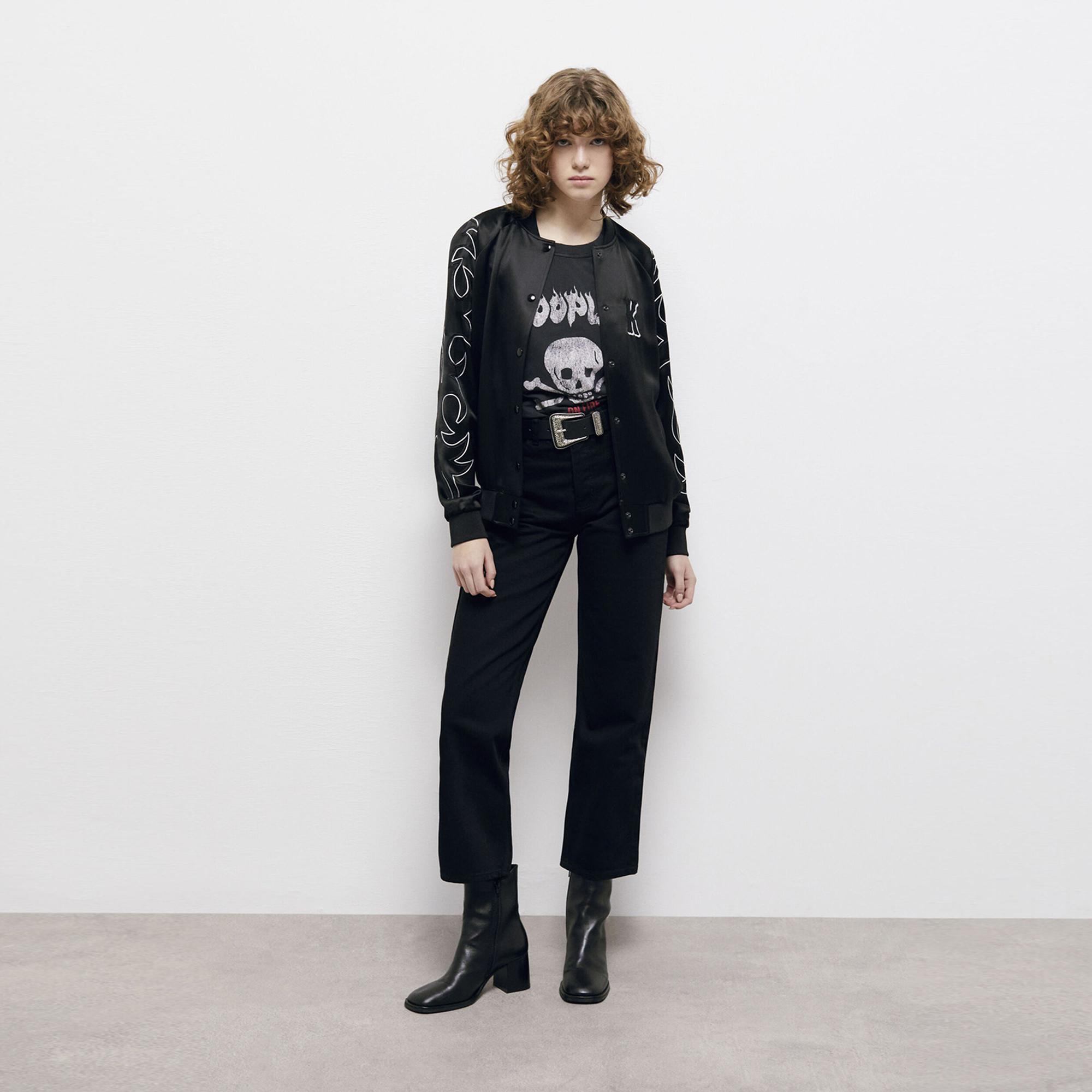 KADIN İŞLEMELİ SİYAH WESTERN CEKET