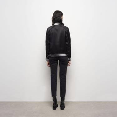  KADIN SİYAH SATEN BOMBER CEKET