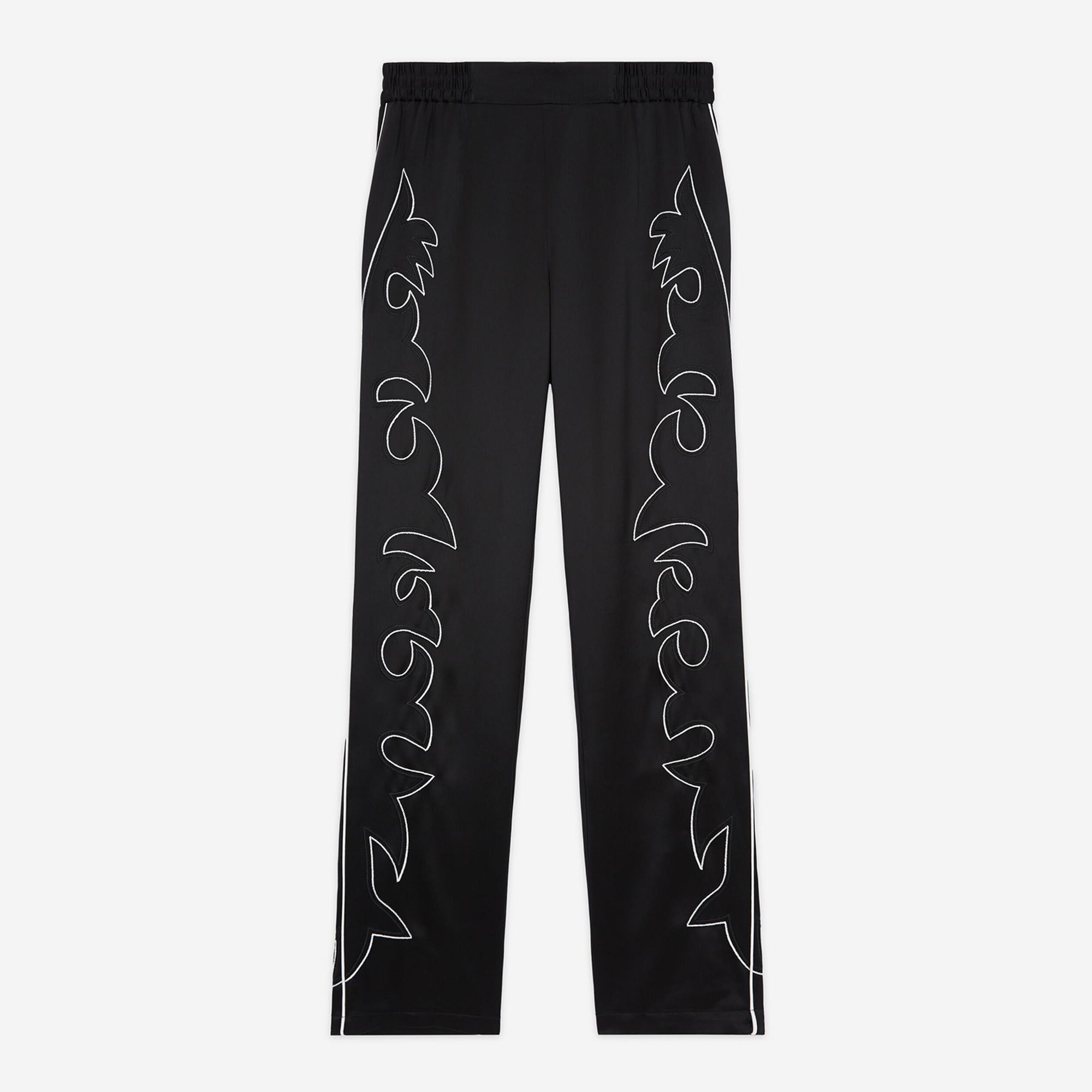 KADIN İŞLEMELİ SİYAH PANTOLON