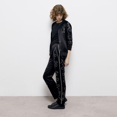  KADIN İŞLEMELİ SİYAH PANTOLON