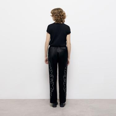  KADIN İŞLEMELİ SİYAH PANTOLON