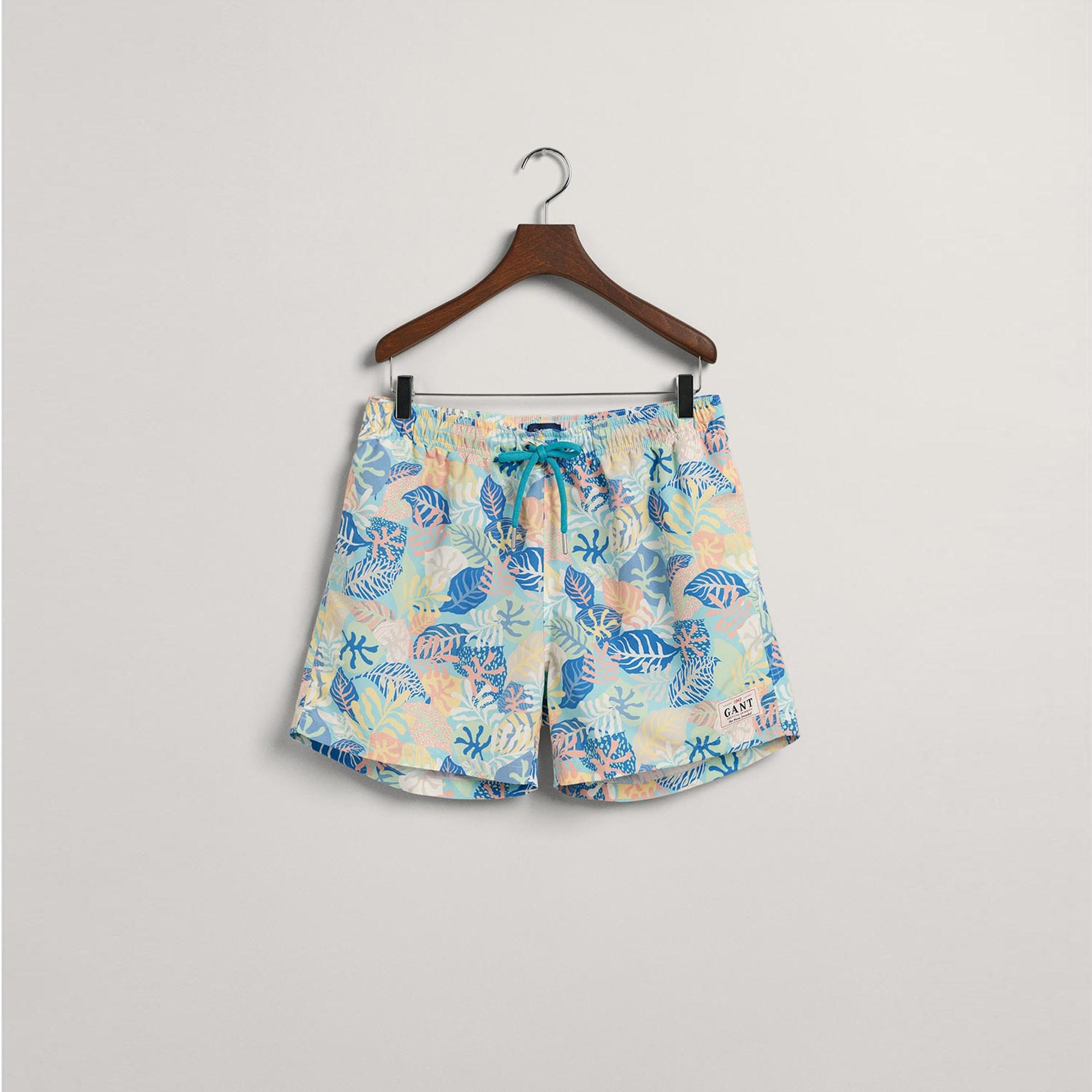 GANT Erkek Mavi Classic Fit Desenli Mayo Şort