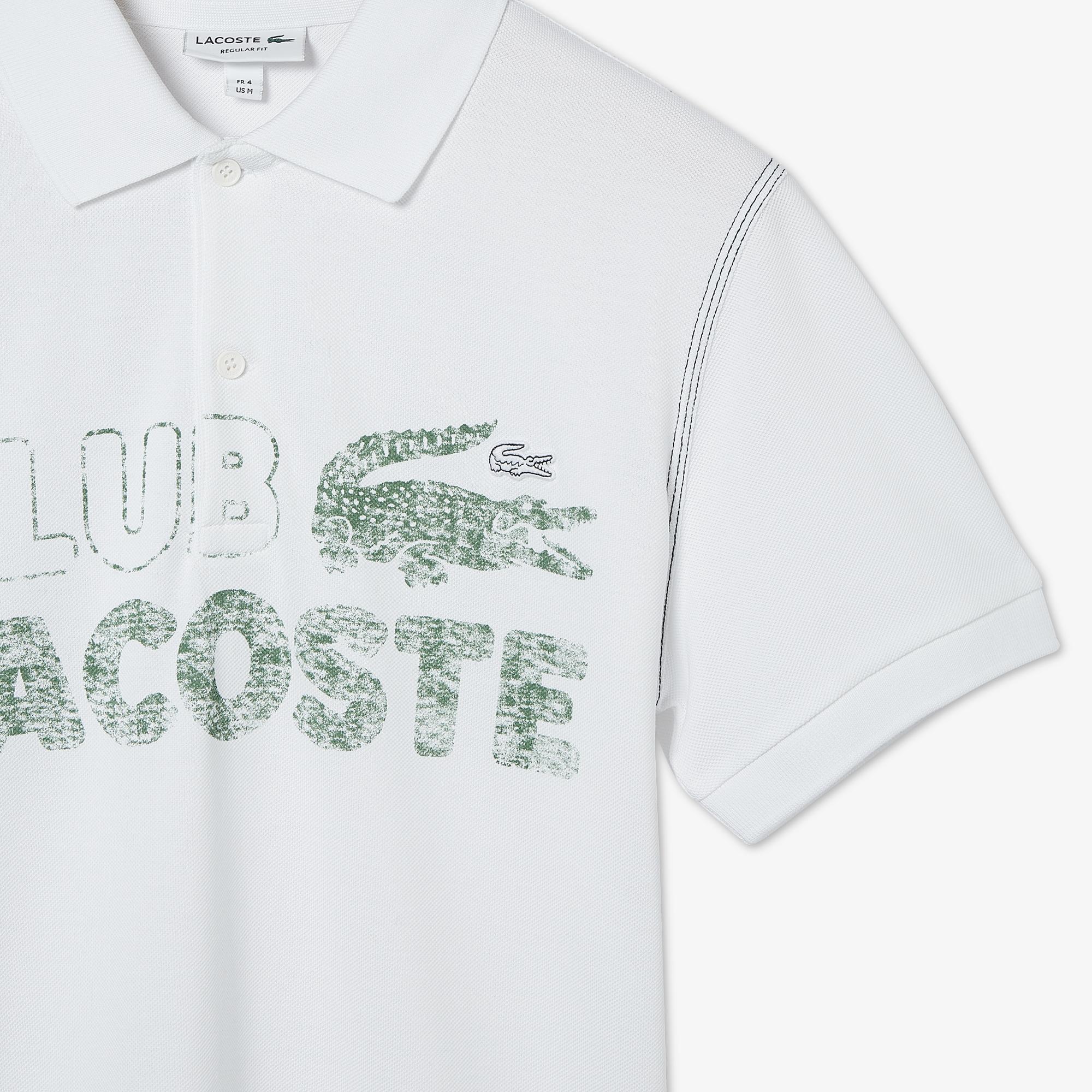 Erkek Regular Fit Baskılı Beyaz Polo