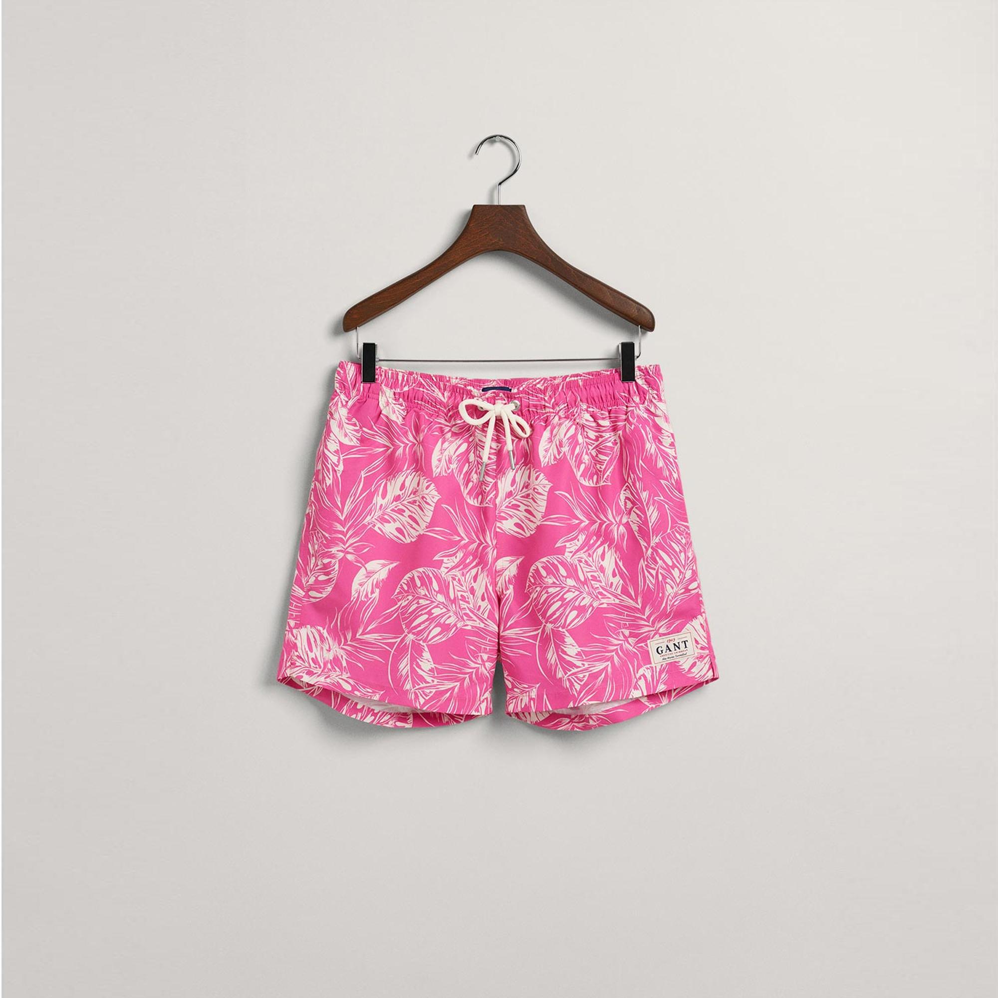 GANT Erkek Pembe Classic Fit Desenli Mayo Şort