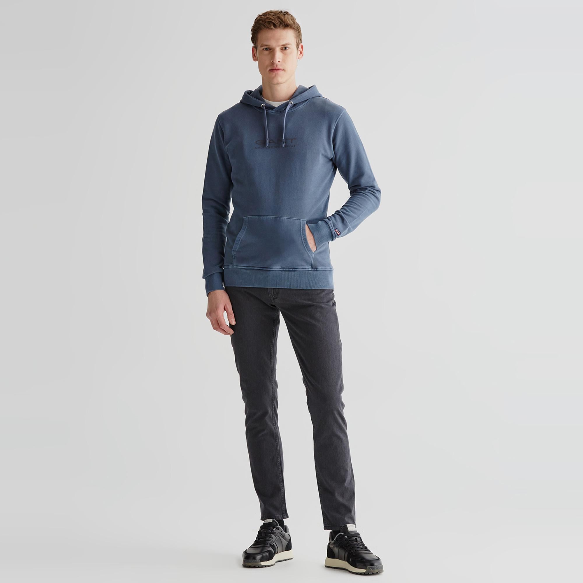 GANT Erkek Lacivert Regular Fit Kapüşonlu Sweatshirt