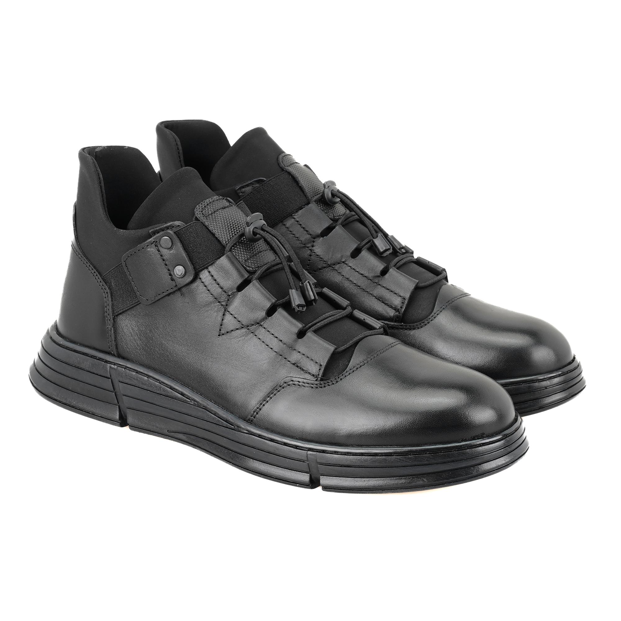 Pavel Siyah Erkek Bağcıklı Deri Bot