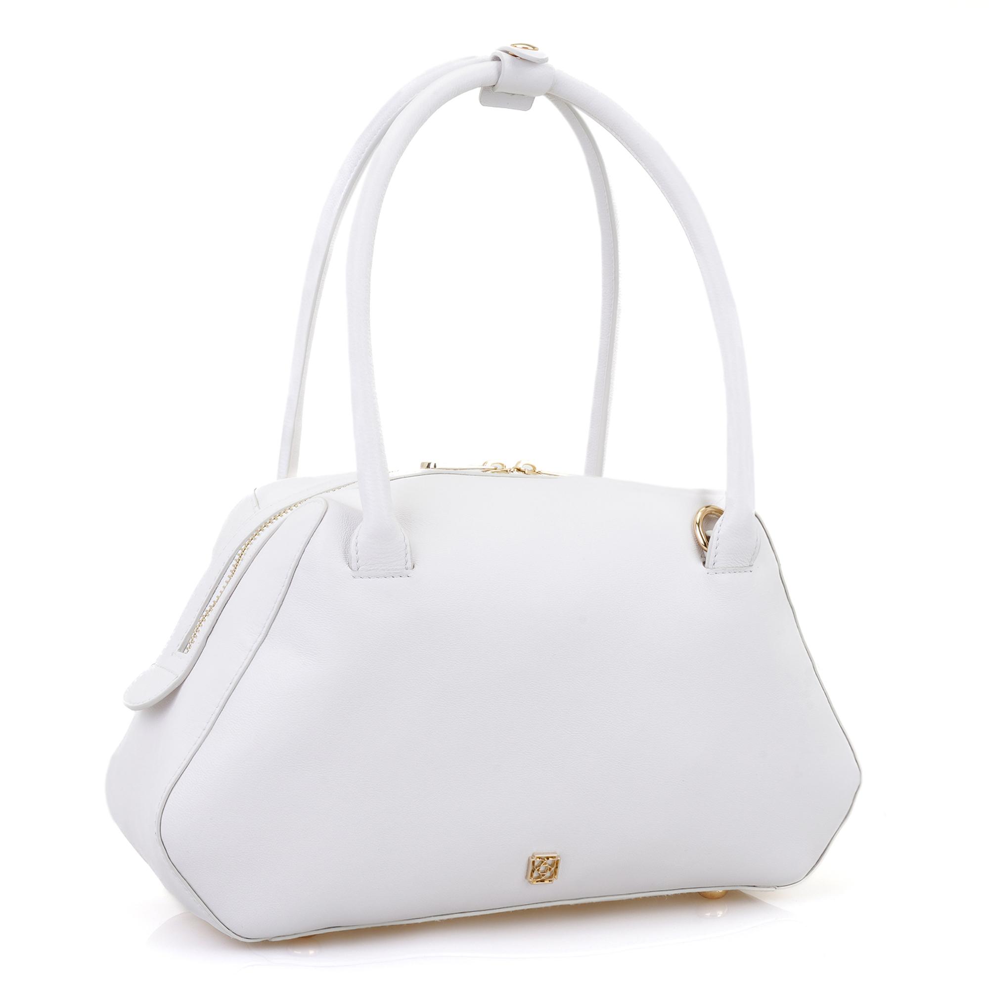 Afsoon Beyaz Kadın Deri Omuz Çantası