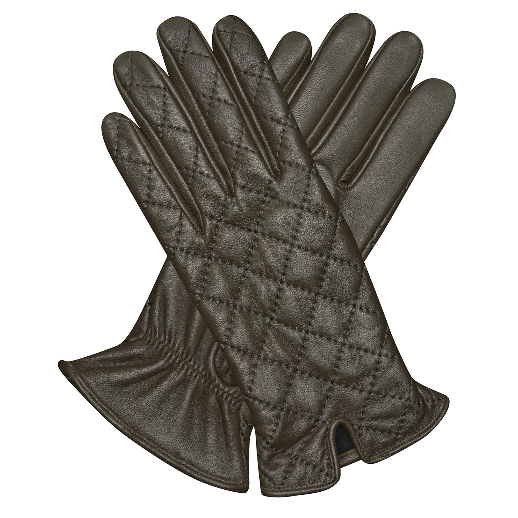 Haki Kadın Kapitone Deri Eldiven