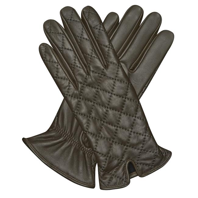  Haki Kadın Kapitone Deri Eldiven