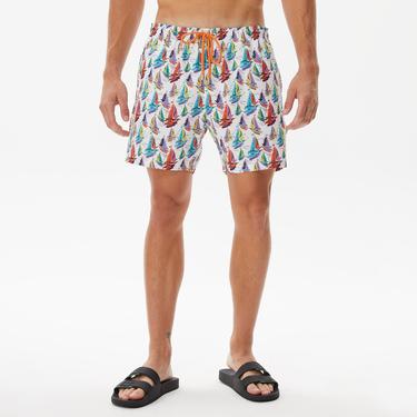  Nautica Erkek Beyaz Baskılı Mayo Şort