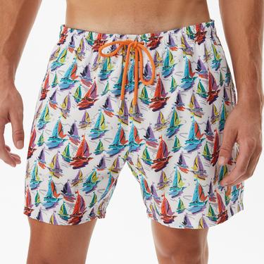  Nautica Erkek Beyaz Baskılı Mayo Şort