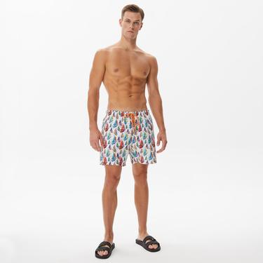  Nautica Erkek Beyaz Baskılı Mayo Şort