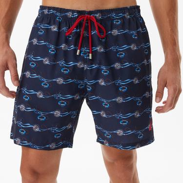  Nautica Erkek Lacivert Baskılı Mayo Şort