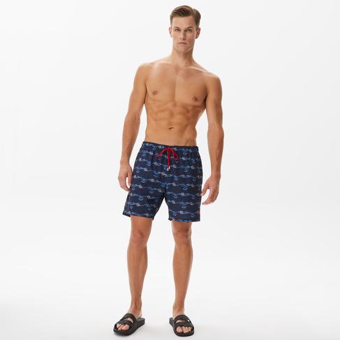  Nautica Erkek Lacivert Baskılı Mayo Şort