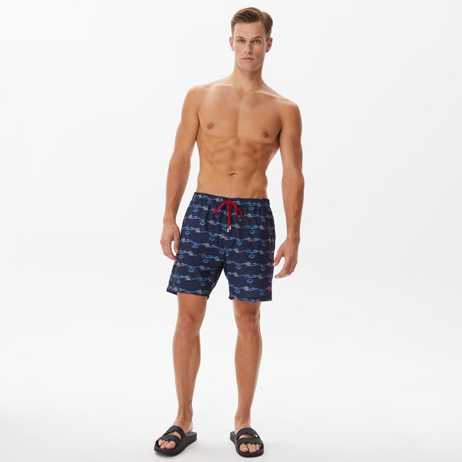  Nautica Erkek Lacivert Baskılı Mayo Şort