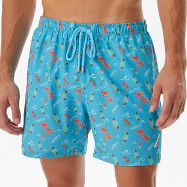  Nautica Erkek Mavi Baskılı Deniz Şortu