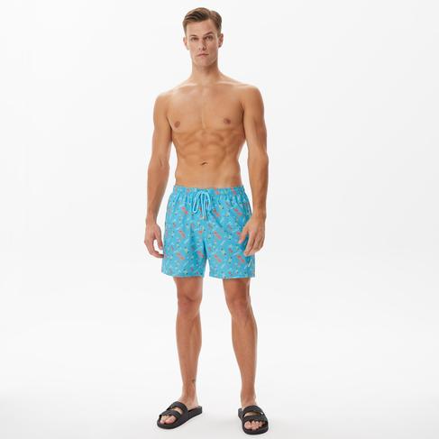  Nautica Erkek Mavi Baskılı Mayo Şort