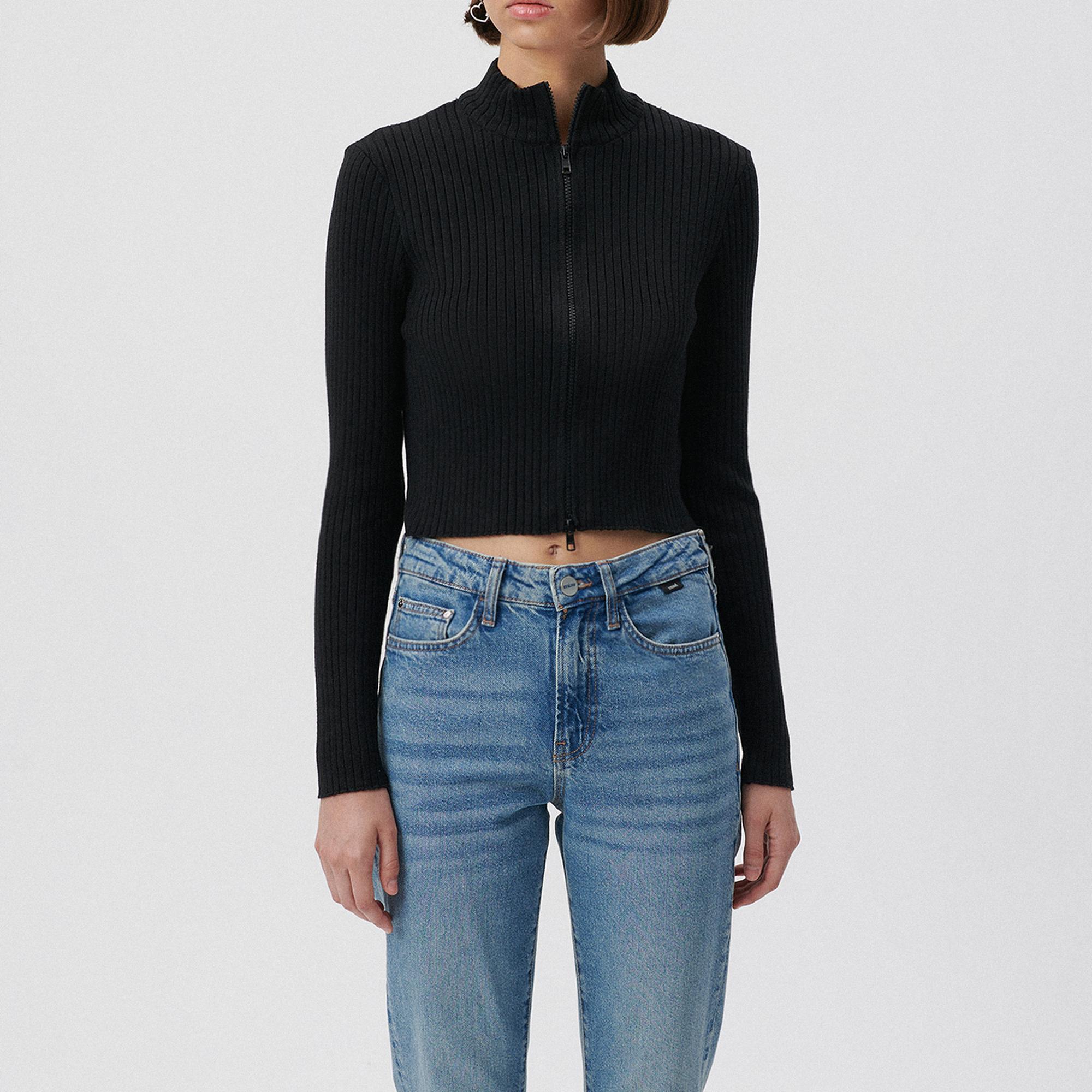 Mavi Çift Yön Fermuarlı Siyah Triko Fitted / Vücuda Oturan Kesim 171469-900