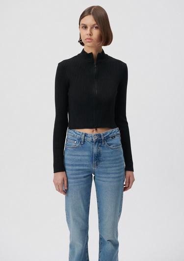  Mavi Çift Yön Fermuarlı Siyah Triko Fitted / Vücuda Oturan Kesim 171469-900