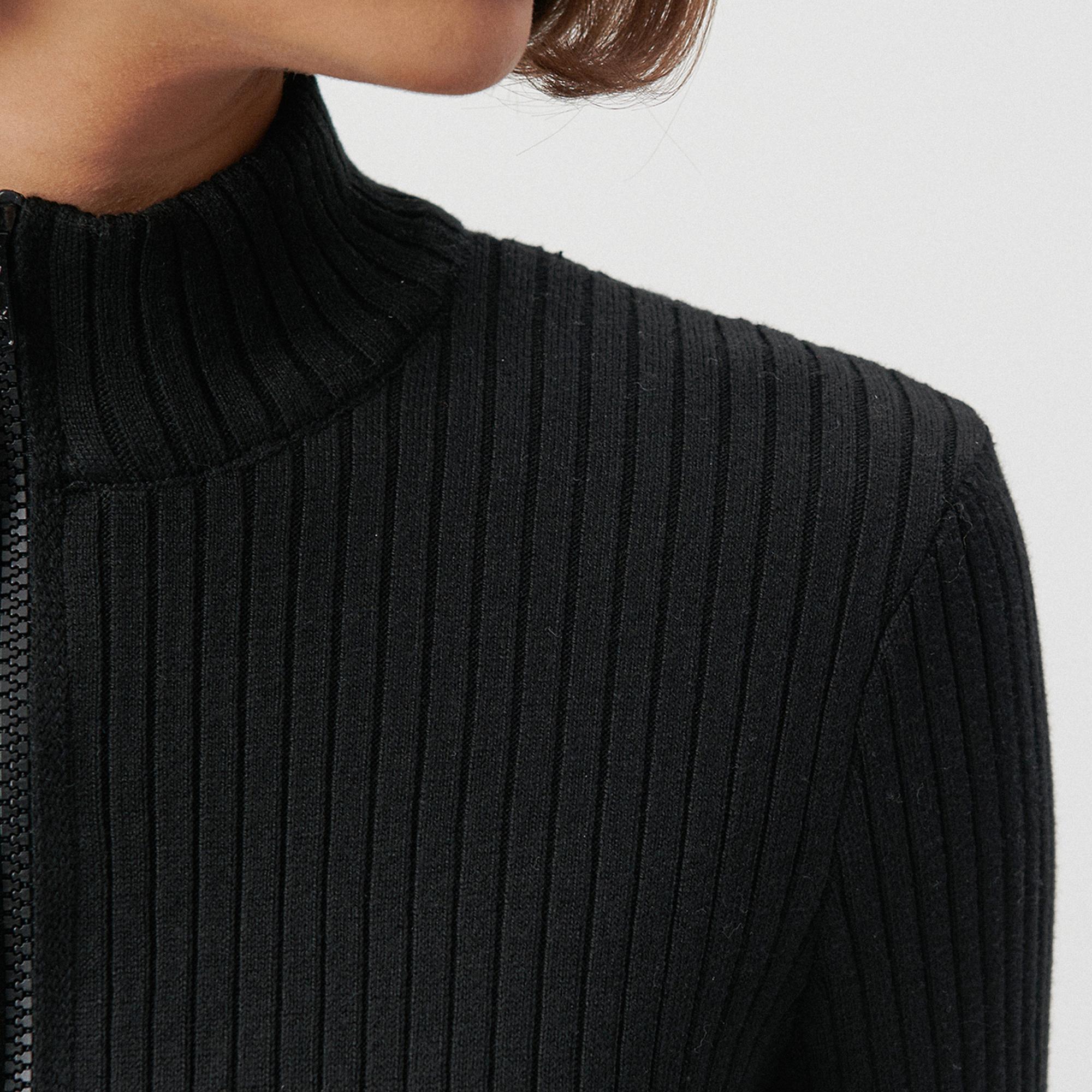 Mavi Çift Yön Fermuarlı Siyah Triko Fitted / Vücuda Oturan Kesim 171469-900