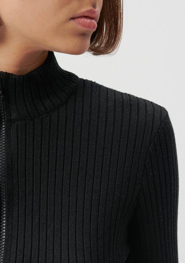  Mavi Çift Yön Fermuarlı Siyah Triko Fitted / Vücuda Oturan Kesim 171469-900