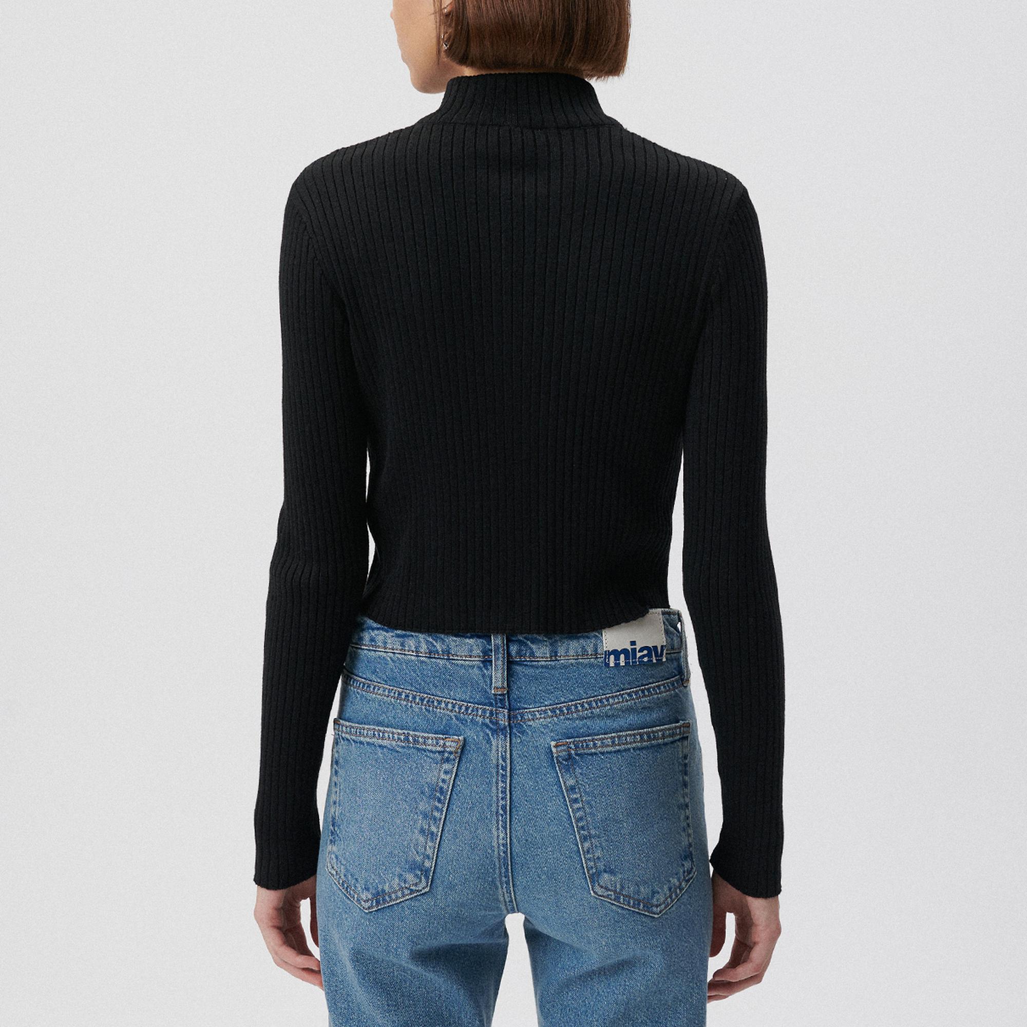 Mavi Çift Yön Fermuarlı Siyah Triko Fitted / Vücuda Oturan Kesim 171469-900