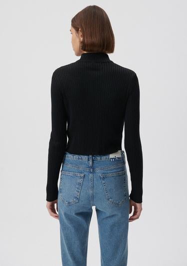  Mavi Çift Yön Fermuarlı Siyah Triko Fitted / Vücuda Oturan Kesim 171469-900